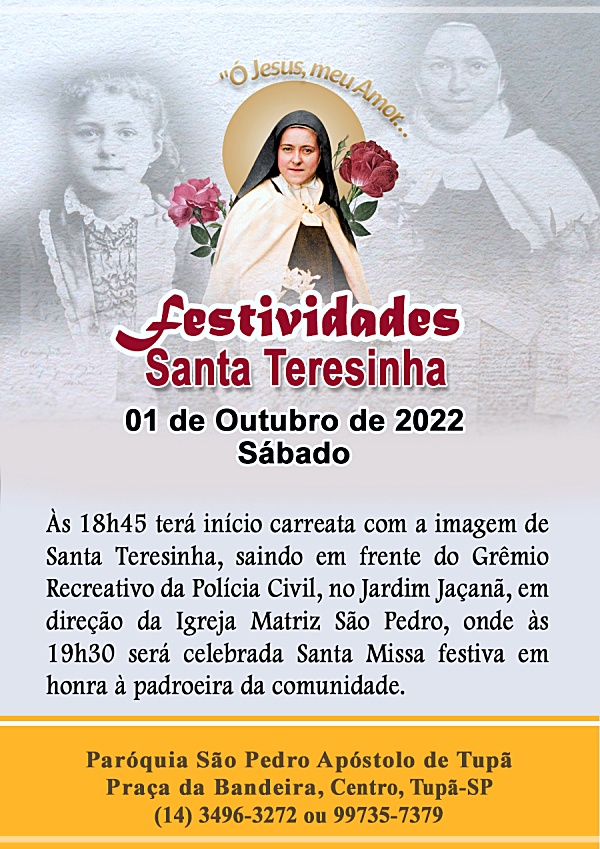Santa Teresinha ter celebrao festiva no prximo dia 01 de outubro