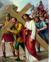 QUINTA ESTAO DA VIA SACRA: Cirineu ajuda a carregar a cruz