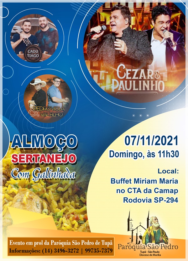 So Pedro de Tup ir promover Almoo Sertanejo com Galinhada