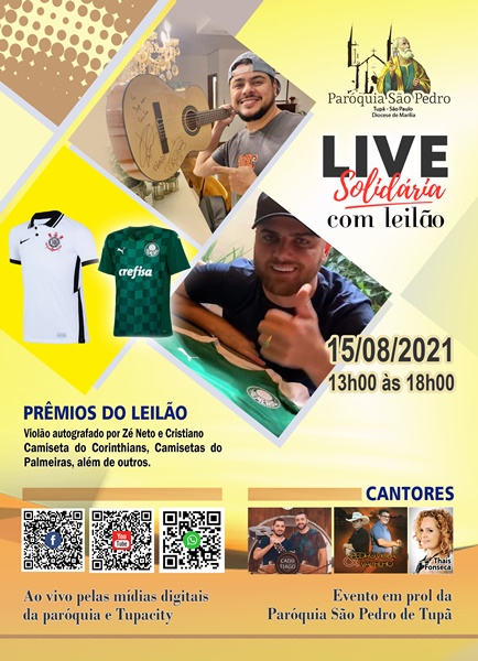 So Pedro Apstolo de Tup far Live Solidria com Leilo no dia 15 de Agosto