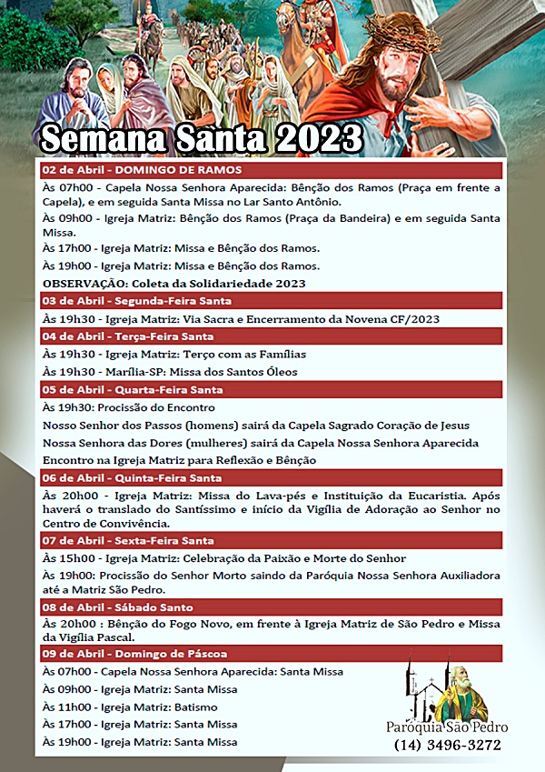 So Pedro de Tup tem Programao definida para a Semana Santa 2023