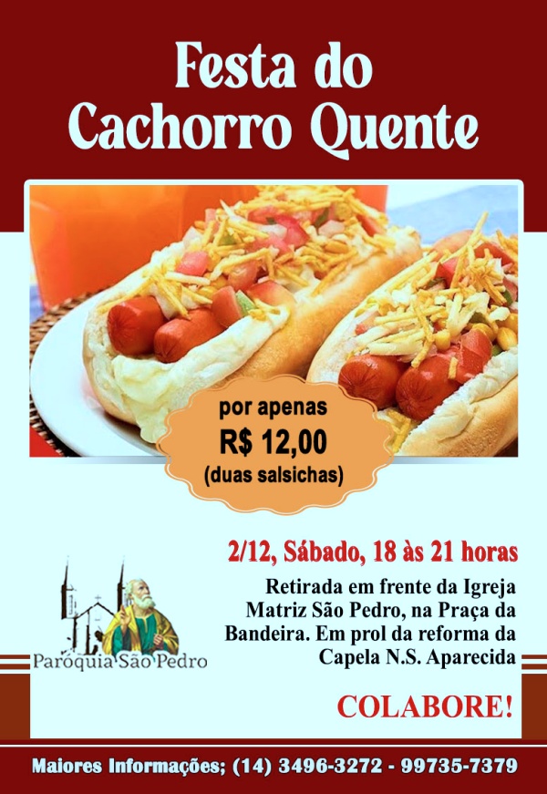 Festa do Cachorro Quente ser realizada em prol da reforma da Capela N. S. Aparecida