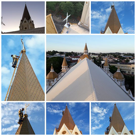 Iluminao das cruzes das torres da Igreja Matriz So Pedro de Tup