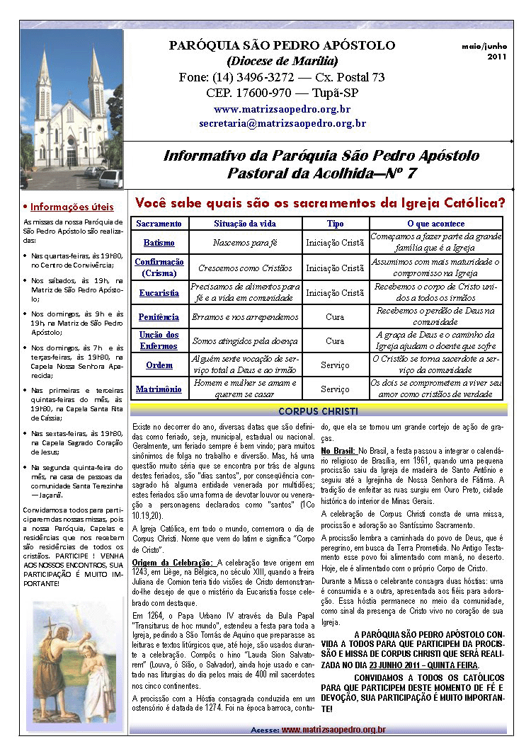 Parquia So Pedro de Tup - A servio do evangelho