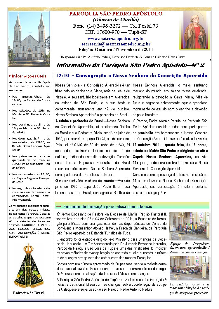 Parquia So Pedro de Tup - A servio do evangelho