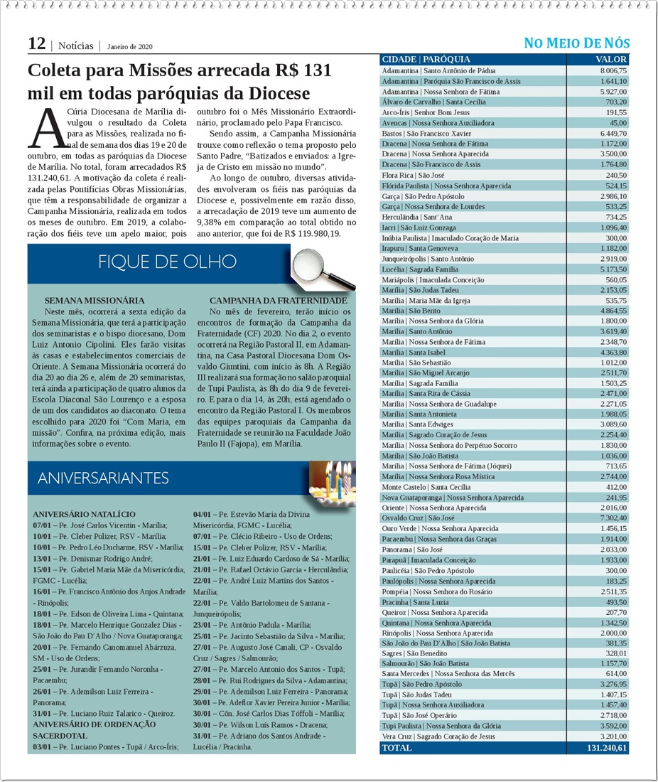 Jornal No Meio de Ns - Diocese de Marlia/SP