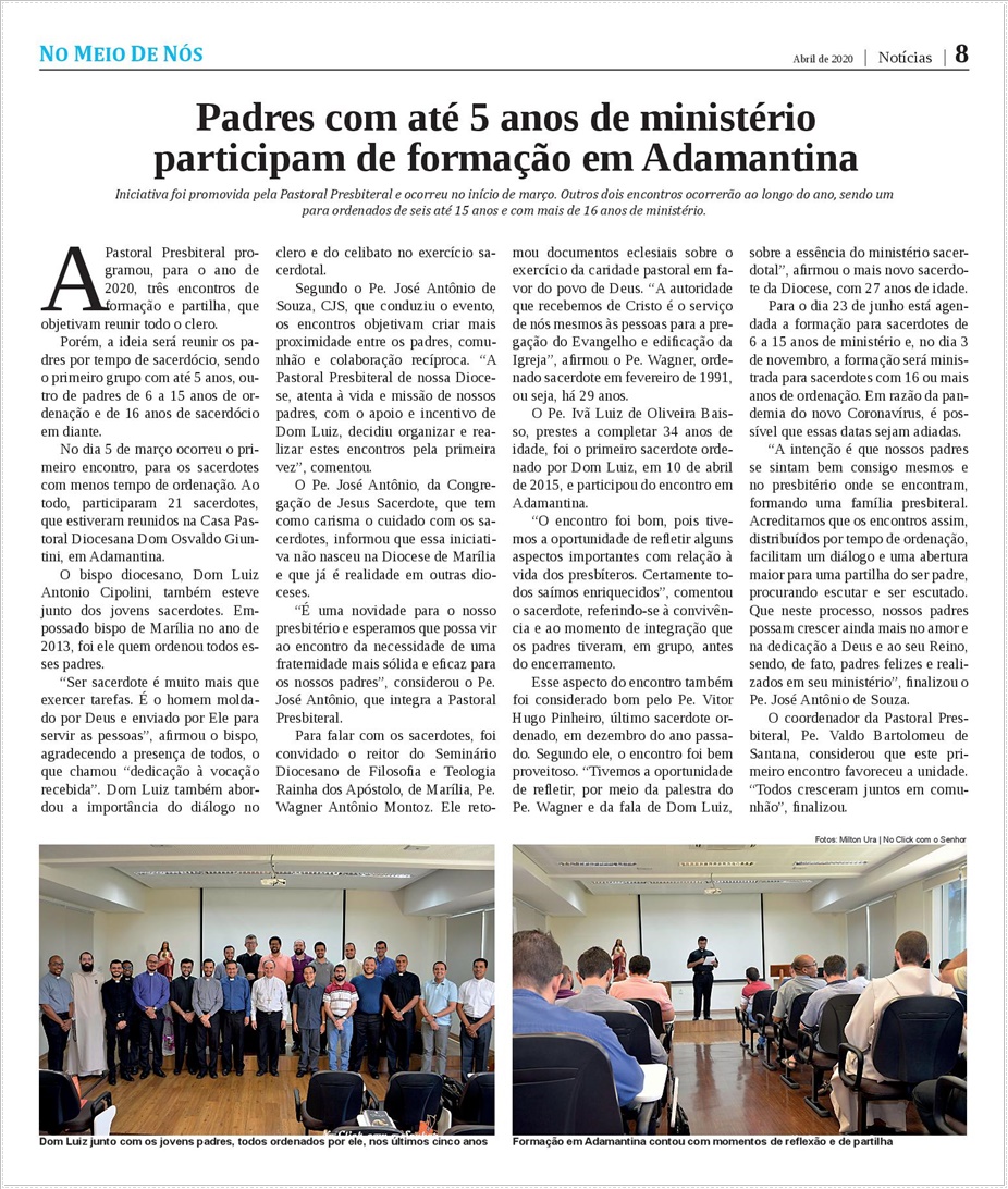 Jornal No Meio de Ns - Diocese de Marlia/SP