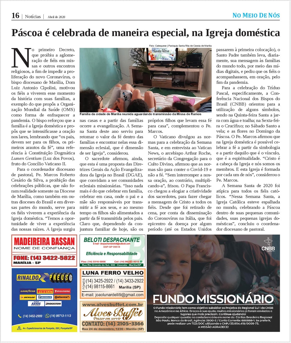 Jornal No Meio de Ns - Diocese de Marlia/SP