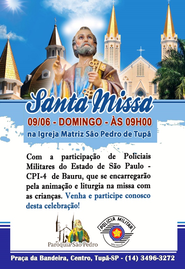 Missa com as crianas na So Pedro de Tup ter participao de Policiais Militares