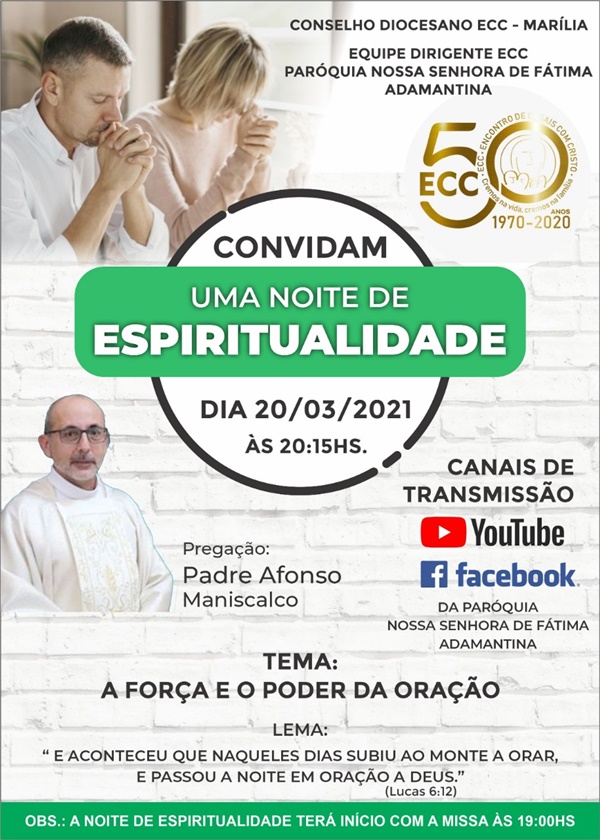 ECC realizar Noite de Espiritualidade online