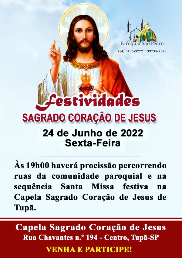 Comunidade do Sagrado Corao de Jesus de Tup celebrar o seu Padroeiro
