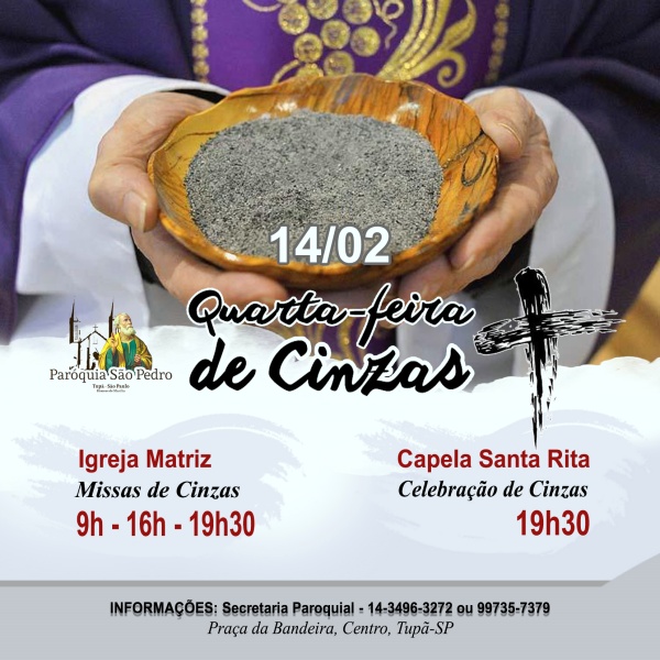 So Pedro de Tup define missas e celebrao para a quarta-feira de cinzas