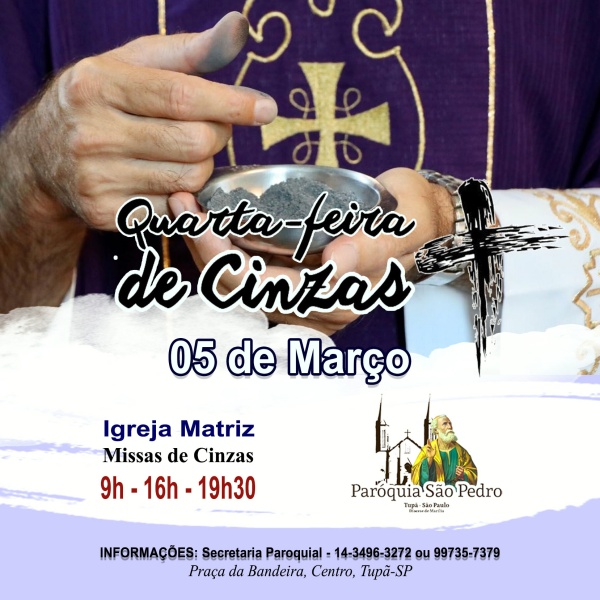 So Pedro de Tup define missas para a quarta-feira de cinzas 2025