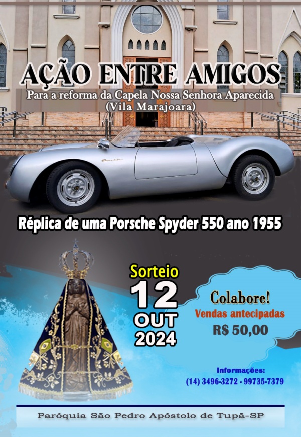 Ao entre Amigos ter sorteio de Rplica de Porsche Spyder 550 ano 1955 