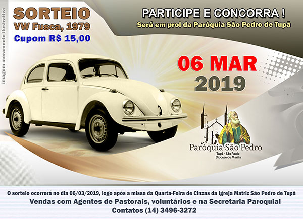 So Pedro de Tup realizar sorteio de um VW Fusca 1979