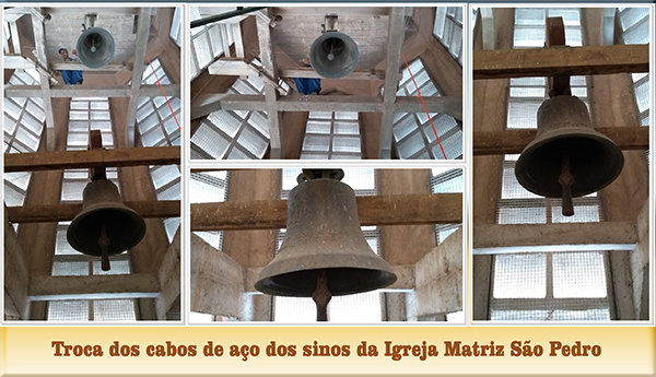 Cabos de ao dos sinos da Igreja Matriz So Pedro de Tup so substitudos